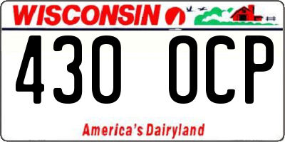 WI license plate 430OCP