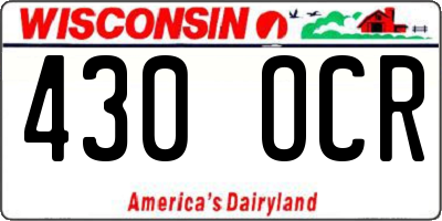 WI license plate 430OCR