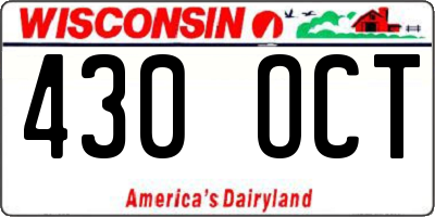 WI license plate 430OCT