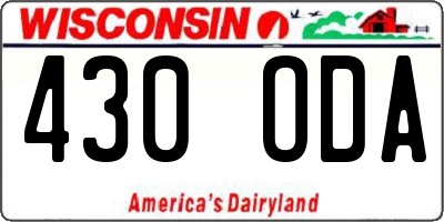 WI license plate 430ODA