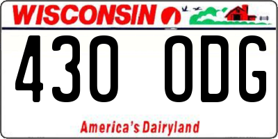 WI license plate 430ODG