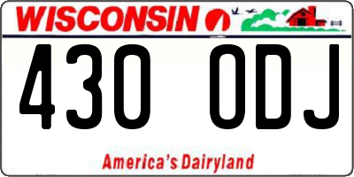 WI license plate 430ODJ