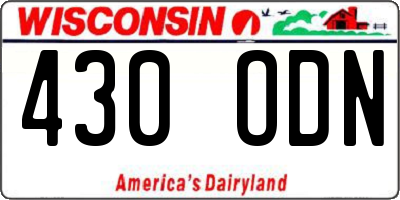 WI license plate 430ODN