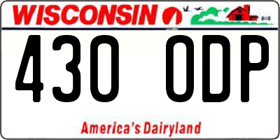 WI license plate 430ODP