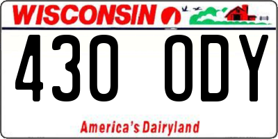 WI license plate 430ODY