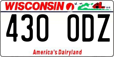 WI license plate 430ODZ