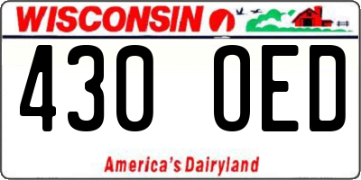 WI license plate 430OED