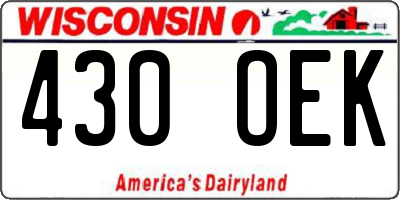 WI license plate 430OEK