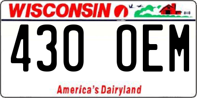 WI license plate 430OEM