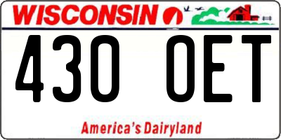 WI license plate 430OET