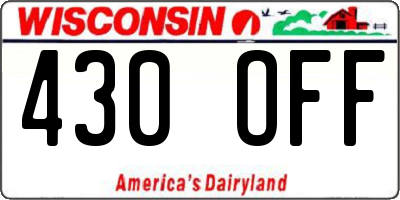 WI license plate 430OFF
