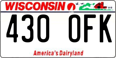 WI license plate 430OFK