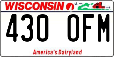 WI license plate 430OFM