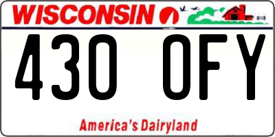 WI license plate 430OFY