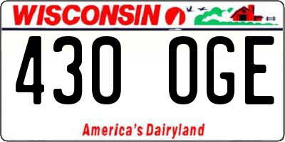 WI license plate 430OGE