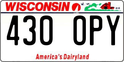 WI license plate 430OPY