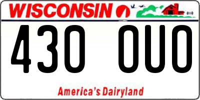 WI license plate 430OUO