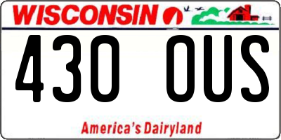 WI license plate 430OUS