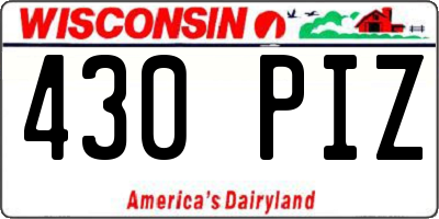 WI license plate 430PIZ