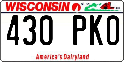 WI license plate 430PKO
