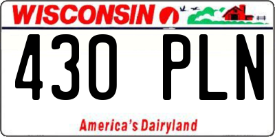 WI license plate 430PLN