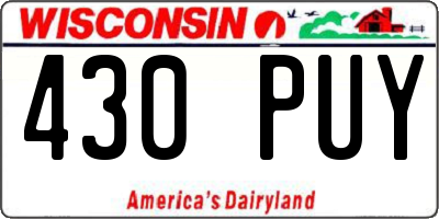WI license plate 430PUY