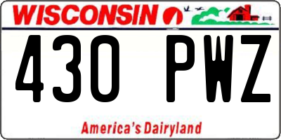 WI license plate 430PWZ