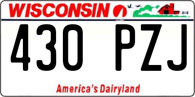 WI license plate 430PZJ