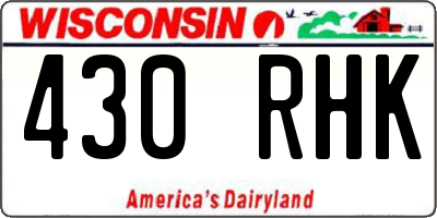 WI license plate 430RHK