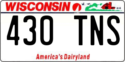 WI license plate 430TNS