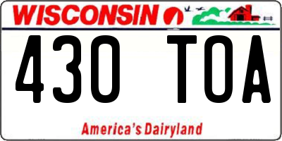 WI license plate 430TOA