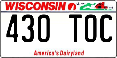 WI license plate 430TOC