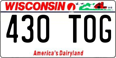 WI license plate 430TOG