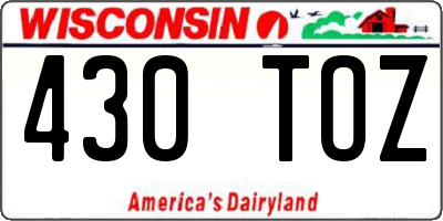WI license plate 430TOZ