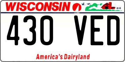 WI license plate 430VED