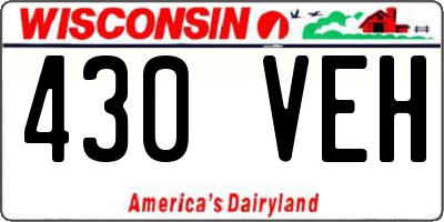 WI license plate 430VEH