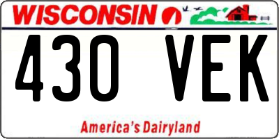 WI license plate 430VEK