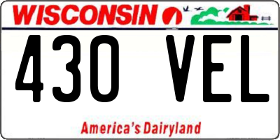 WI license plate 430VEL