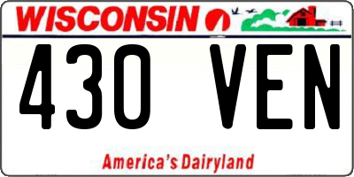 WI license plate 430VEN