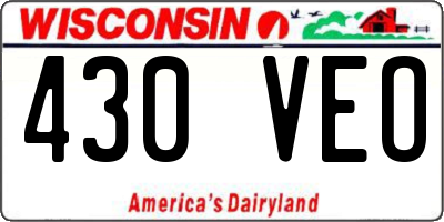 WI license plate 430VEO