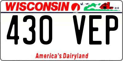 WI license plate 430VEP