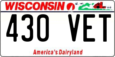 WI license plate 430VET