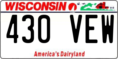 WI license plate 430VEW