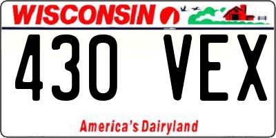 WI license plate 430VEX