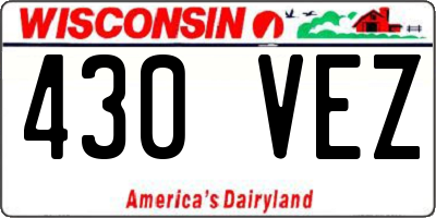 WI license plate 430VEZ