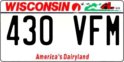 WI license plate 430VFM