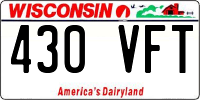 WI license plate 430VFT