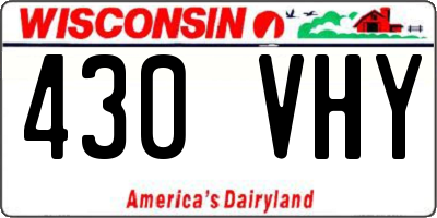 WI license plate 430VHY