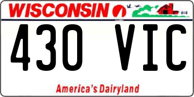 WI license plate 430VIC