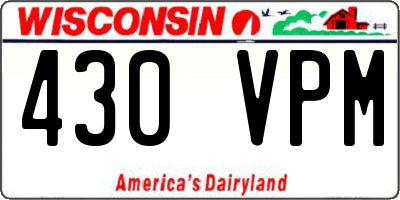WI license plate 430VPM